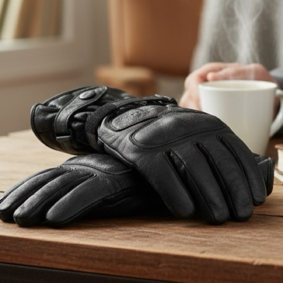 Black Gel Palm Cowhide Leather Riding Driving Gloves XL Men’s/Women Accessories - Picture 10 of 12